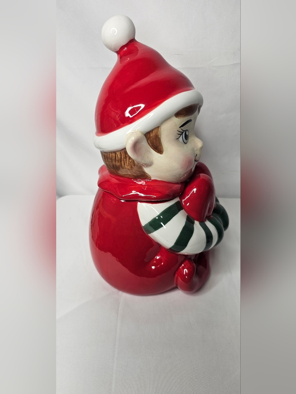 ​Cracker Barrel Christmas Elf Cookie Jar Earthenware Holiday Decor 11.5" - Picture 2 of 9